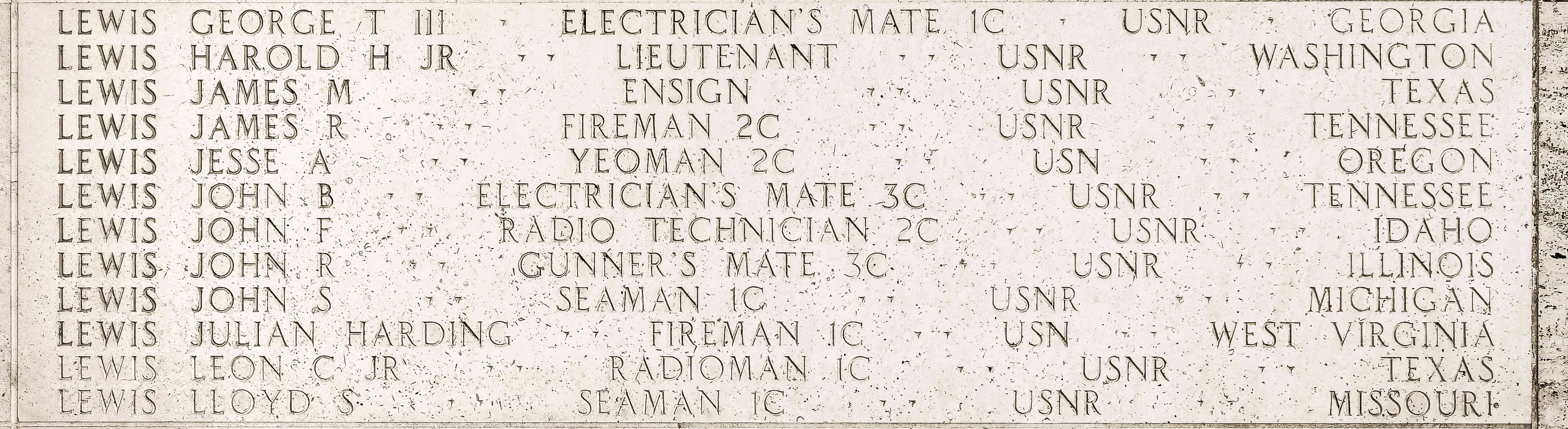 Julian Harding Lewis, Fireman First Class